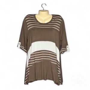 Vince Brown and White Striped Tunic